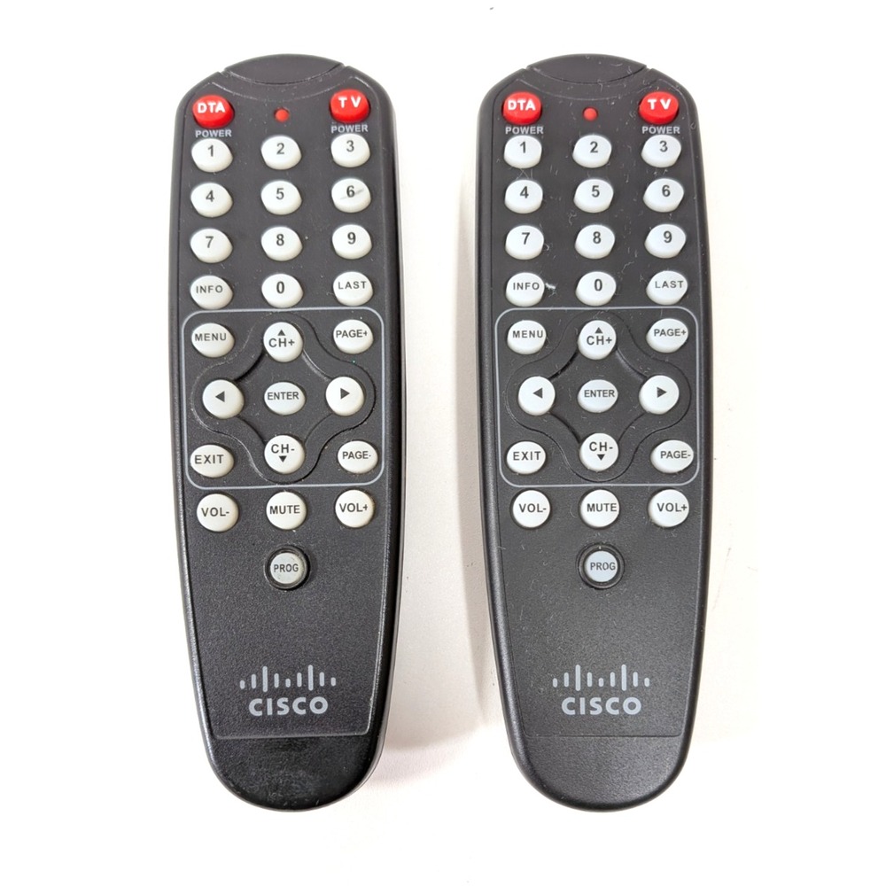 PAIR OF ORIGINAL CISCO HDA-IR2.1 TV DTA REMOTE CONTROL BLACK TESTED